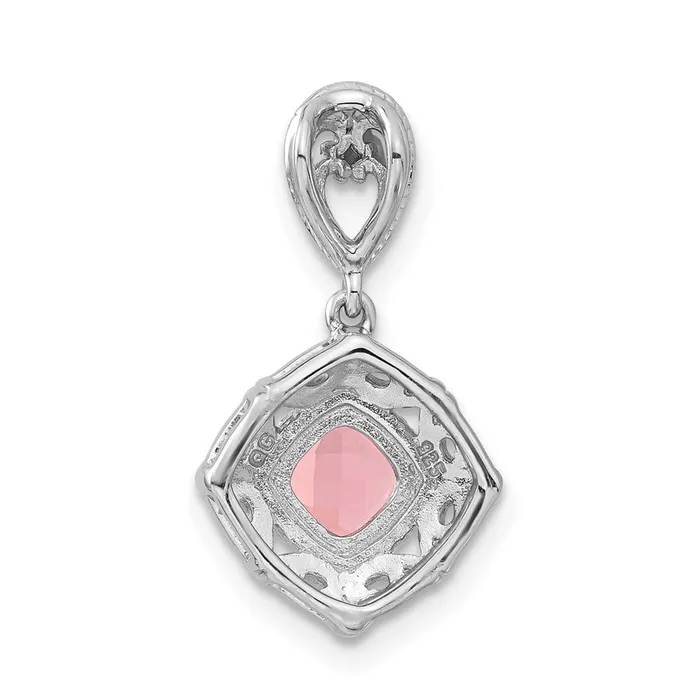 Necklaces Goldia Sterling Silver Rhodiumplated Polished Pink Tourmaline Square Pendant