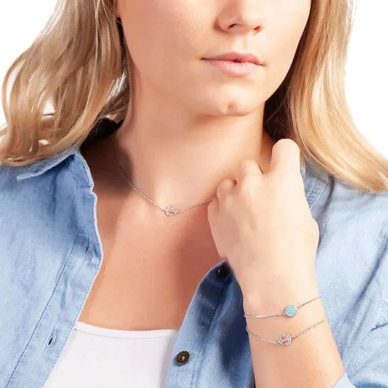 Necklaces JMS always Original Elegant Confetti Womens 18K White Gold Plated CZ Simulated Diamond Anchor Pendant Necklace Necklaces JMS always Original Elegant Confetti Womens 18K White Gold Plated CZ Simulated Diamond Anchor Pendant Necklace