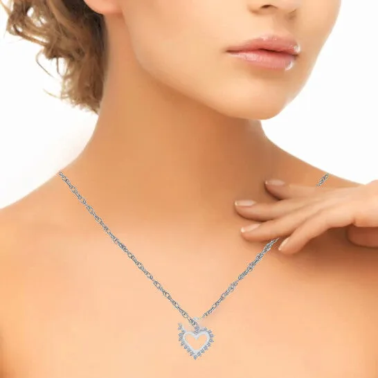 Necklaces JMS always Original Maulijewels 025 Carat Heart Shape White Diamond Pendant In 10K White Gold With 18 10k White Gold Plated Sterling Silver Box Chain Necklaces JMS always Original Maulijewels 025 Carat Heart Shape White Diamond Pendant In 10K White Gold With 18 10k White Gold Plated Sterling Silver Box Chain