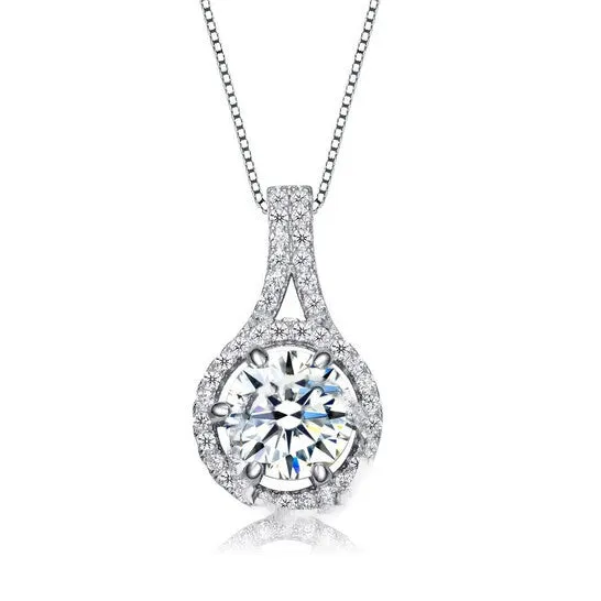 Necklaces JMS always Original Megan Walford Sterling Silver Round Cubic Zirconia Drop Pendant Necklace Necklaces JMS always Original Megan Walford Sterling Silver Round Cubic Zirconia Drop Pendant Necklace