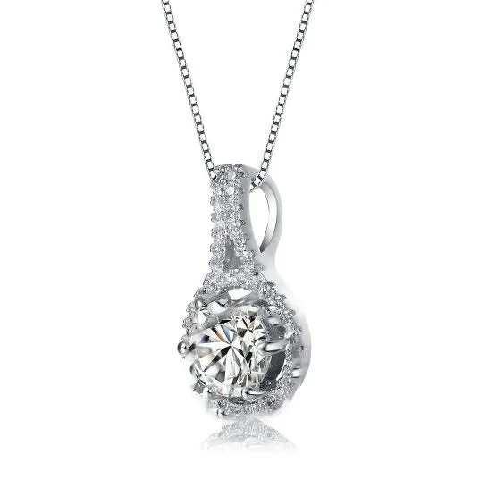 Necklaces JMS always Original Megan Walford Sterling Silver Round Cubic Zirconia Drop Pendant Necklace Necklaces JMS always Original Megan Walford Sterling Silver Round Cubic Zirconia Drop Pendant Necklace