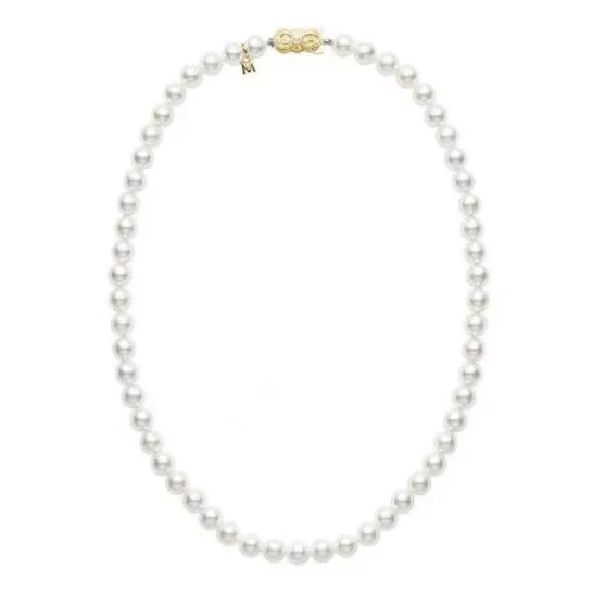 Necklaces JMS always Original Mikimoto 18 Akoya Cultured Pearl Strand Necklace 8 x 75mm A Grade 18K Yellow Gold Clasp Necklaces JMS always Original Mikimoto 18 Akoya Cultured Pearl Strand Necklace 8 x 75mm A Grade 18K Yellow Gold Clasp
