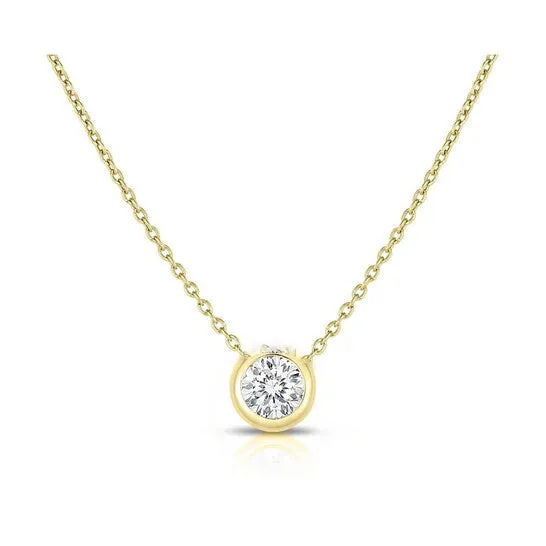 Necklaces JMS always Original Roberto Coin Diamonds by the Inch 18K Yellow Gold Solitaire Necklace