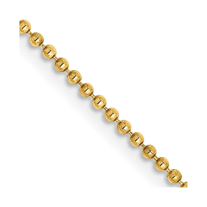 Necklaces MDS 14K Yellow Gold 16 inch 12mm Diamondcut Beaded with Lobter Clasp Pendant Chain Necklace Necklaces MDS 14K Yellow Gold 16 inch 12mm Diamondcut Beaded with Lobter Clasp Pendant Chain Necklace