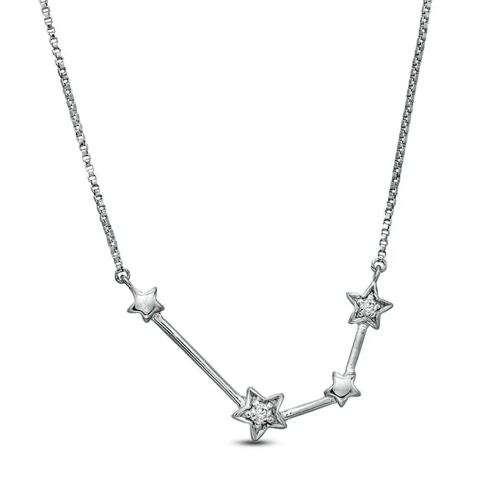Necklaces Natural Diamond Accent Aquarius Constellation Necklace in Sterling Silver Goldia Necklaces Natural Diamond Accent Aquarius Constellation Necklace in Sterling Silver Goldia