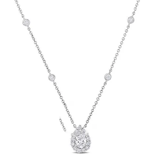 Necklaces Original AMOUR 1 12 Ct TW Pear and Round Diamond Necklace In Platinum JMS always Necklaces Original AMOUR 1 12 Ct TW Pear and Round Diamond Necklace In Platinum JMS always