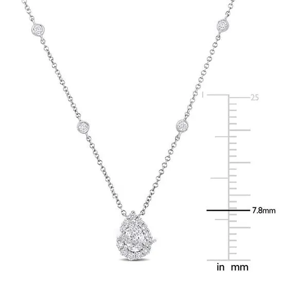 Necklaces Original AMOUR 1 12 Ct TW Pear and Round Diamond Necklace In Platinum JMS always Necklaces Original AMOUR 1 12 Ct TW Pear and Round Diamond Necklace In Platinum JMS always