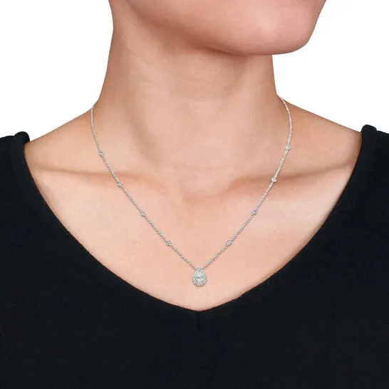 Necklaces Original AMOUR 1 12 Ct TW Pear and Round Diamond Necklace In Platinum JMS always Necklaces Original AMOUR 1 12 Ct TW Pear and Round Diamond Necklace In Platinum JMS always