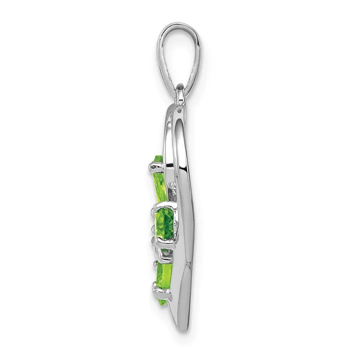 Necklaces Sterling Silver RH Plated Peridot and Diamond Butterfly Heart Pendant Goldia