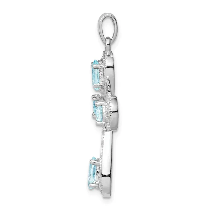 Necklaces Sterling Silver Rhodiumplated Aquamarine u0026 Diamond Cross Pendant Goldia
