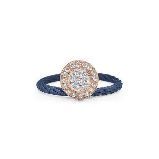 Original ALOR Blueberry Cable Elevated Round Station Ring with 18kt Rose Gold Diamonds JMS always Rings Original ALOR Blueberry Cable Elevated Round Station Ring with 18kt Rose Gold Diamonds JMS always Rings