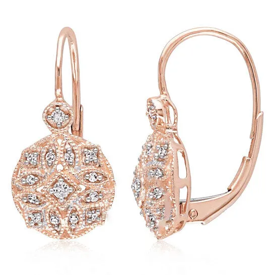 Original AMOUR 18 CT TW Diamond Vintage Leverback Earrings in 14K Rose Gold JMS always Earrings Original AMOUR 18 CT TW Diamond Vintage Leverback Earrings in 14K Rose Gold JMS always Earrings