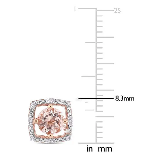 Original AMOUR 1 CT TGW Morganite and Diamond Stud Earrings In 10K Rose Gold JMS always Earrings Original AMOUR 1 CT TGW Morganite and Diamond Stud Earrings In 10K Rose Gold JMS always Earrings
