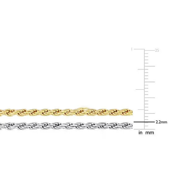 Original AMOUR 22mm Rope Chain Necklace Set 18 Inch 18k Yellow Gold Plated and 16 Inch White Sterling Silver JMS always Necklaces Original AMOUR 22mm Rope Chain Necklace Set 18 Inch 18k Yellow Gold Plated and 16 Inch White Sterling Silver JMS always Necklaces