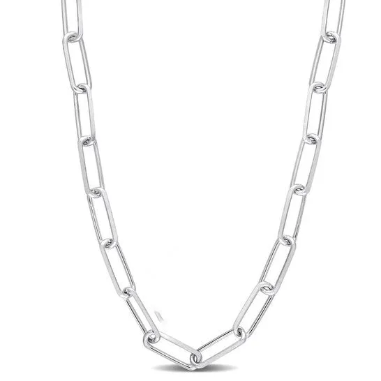 Original AMOUR 5mm Diamond Cut Paperclip Chain Necklace In Sterling Silver 18 In JMS always Necklaces