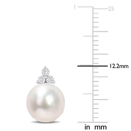 Original AMOUR 885mm Freshwater Cultured Pearl and 18 CT TW Diamond Pearl Stud Earrings In Sterling Silver JMS always Earrings Original AMOUR 885mm Freshwater Cultured Pearl and 18 CT TW Diamond Pearl Stud Earrings In Sterling Silver JMS always Earrings