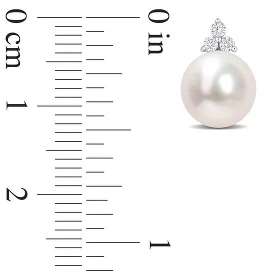 Original AMOUR 885mm Freshwater Cultured Pearl and 18 CT TW Diamond Pearl Stud Earrings In Sterling Silver JMS always Earrings Original AMOUR 885mm Freshwater Cultured Pearl and 18 CT TW Diamond Pearl Stud Earrings In Sterling Silver JMS always Earrings