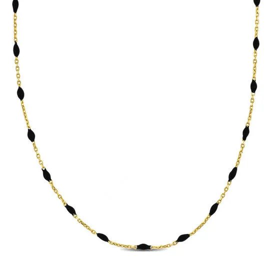 Original Amour Black Enamel Station Necklace in 14K Yellow Gold JMS always Necklaces Original Amour Black Enamel Station Necklace in 14K Yellow Gold JMS always Necklaces