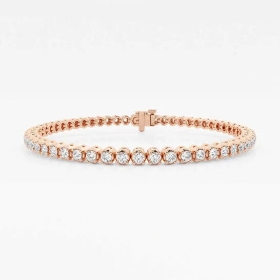 Original Brilliant Diamond 14K Rose Gold 3 ctw Round Lab Grown Diamond Four Prong Tennis Bracelet 7 Inches FG SI1 JMS always Bracelets Original Brilliant Diamond 14K Rose Gold 3 ctw Round Lab Grown Diamond Four Prong Tennis Bracelet 7 Inches FG SI1 JMS always Bracelets