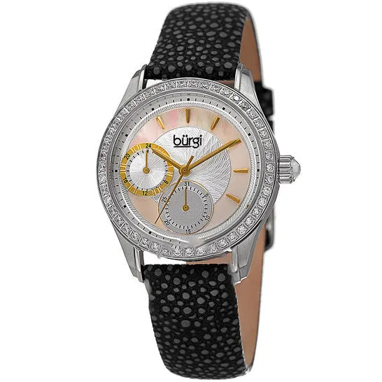 Original Burgi Mother Of Pearl Dial Ladies Black Polka Dot Leather Watch BUR160BK JMS always Watches Original Burgi Mother Of Pearl Dial Ladies Black Polka Dot Leather Watch BUR160BK JMS always Watches