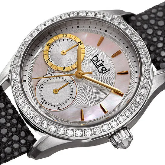 Original Burgi Mother Of Pearl Dial Ladies Black Polka Dot Leather Watch BUR160BK JMS always Watches Original Burgi Mother Of Pearl Dial Ladies Black Polka Dot Leather Watch BUR160BK JMS always Watches