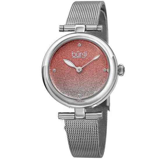 Original Burgi Silver Pink Dial Stainless Steel Mesh Ladies Watch BUR231SSPK JMS always Bracelets Original Burgi Silver Pink Dial Stainless Steel Mesh Ladies Watch BUR231SSPK JMS always Bracelets