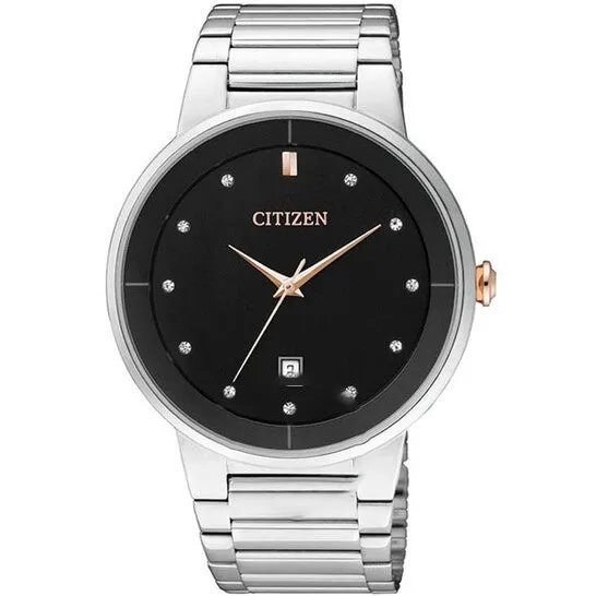 Original Citizen Quartz Crystal Black Dial Stainless Steel Mens Watch BI501458E JMS always Bracelets Original Citizen Quartz Crystal Black Dial Stainless Steel Mens Watch BI501458E JMS always Bracelets