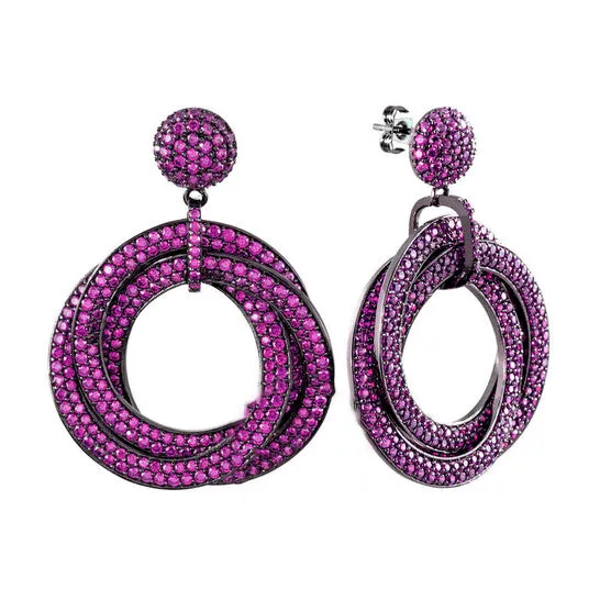 Original Elegant Confetti Womens 18K Black Gold Plated Pink CZ Simulated Diamond Pave Statement Triple Ring Drop Earrings JMS always Earrings Original Elegant Confetti Womens 18K Black Gold Plated Pink CZ Simulated Diamond Pave Statement Triple Ring Drop Earrings JMS always Earrings