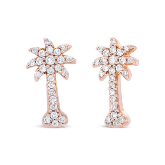 Original Haus of Brilliance 10K Rose Gold 14 Cttw Diamond Palm Tree Push Back Stud Earrings HI Color I1I2 Clarity JMS always Earrings Original Haus of Brilliance 10K Rose Gold 14 Cttw Diamond Palm Tree Push Back Stud Earrings HI Color I1I2 Clarity JMS always Earrings