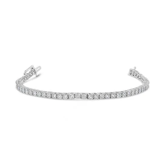 Original Haus of Brilliance 925 Sterling Silver 10 Cttw MiracleSet Diamond Round Faceted Bezel Tennis Bracelet IJ Color I3 Clarity 6 JMS always Bracelets