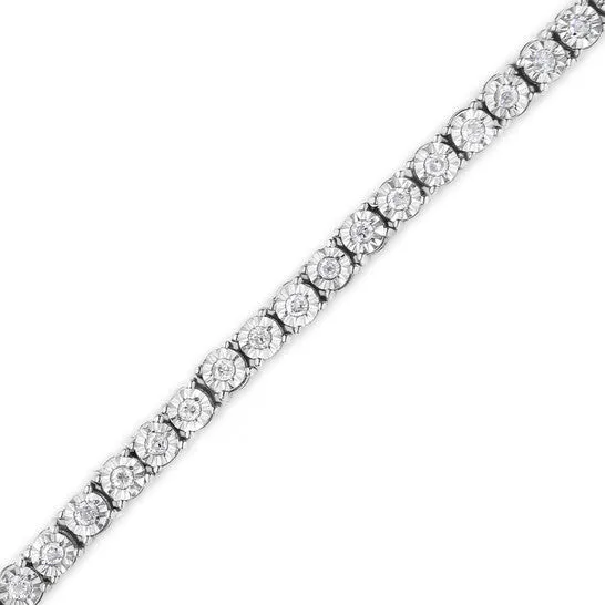Original Haus of Brilliance 925 Sterling Silver 10 Cttw MiracleSet Diamond Round Faceted Bezel Tennis Bracelet IJ Color I3 Clarity 6 JMS always Bracelets