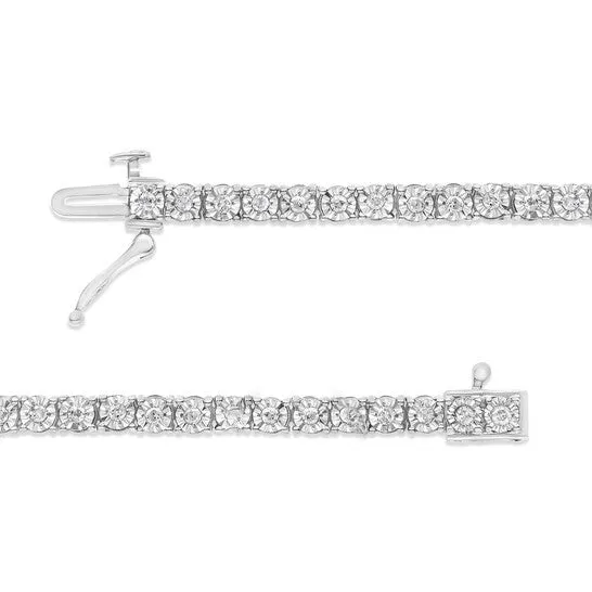 Original Haus of Brilliance 925 Sterling Silver 10 Cttw MiracleSet Diamond Round Faceted Bezel Tennis Bracelet IJ Color I3 Clarity 6 JMS always Bracelets
