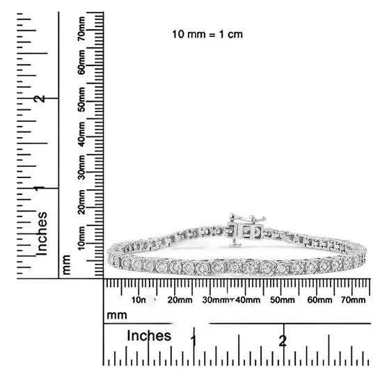 Original Haus of Brilliance 925 Sterling Silver 10 Cttw MiracleSet Diamond Round Faceted Bezel Tennis Bracelet IJ Color I3 Clarity 6 JMS always Bracelets