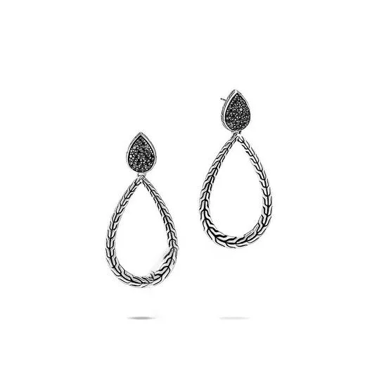 Original John Hardy Classic Chain Silver Pear Drop Earrings With Black Sapphire Spinel EBS906074BLSBN JMS always Earrings Original John Hardy Classic Chain Silver Pear Drop Earrings With Black Sapphire Spinel EBS906074BLSBN JMS always Earrings