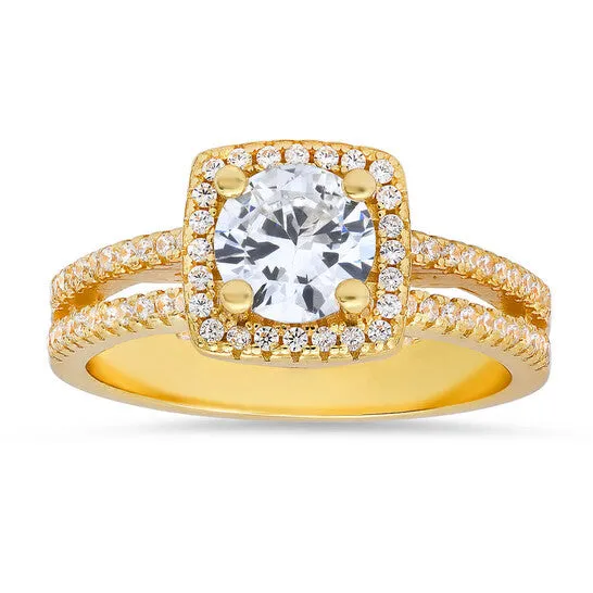 Original Kylie Harper Gold Over Silver Roundcut Halo Cubic Zirconia CZ Ring JMS always Rings Original Kylie Harper Gold Over Silver Roundcut Halo Cubic Zirconia CZ Ring JMS always Rings
