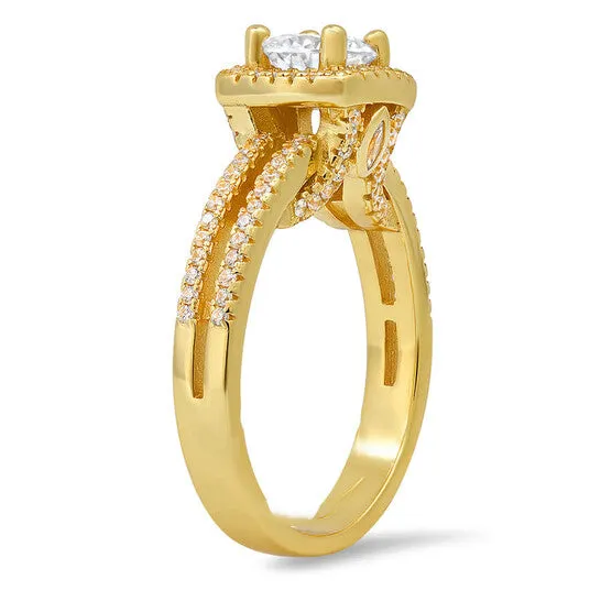 Original Kylie Harper Gold Over Silver Roundcut Halo Cubic Zirconia CZ Ring JMS always Rings Original Kylie Harper Gold Over Silver Roundcut Halo Cubic Zirconia CZ Ring JMS always Rings
