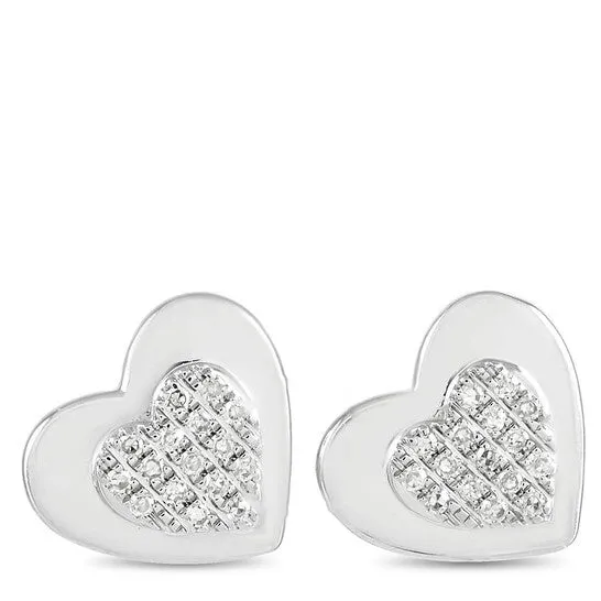 Original LB Exclusive 14K White Gold 007 ct Diamond Heart Stud Earrings JMS always Earrings Original LB Exclusive 14K White Gold 007 ct Diamond Heart Stud Earrings JMS always Earrings