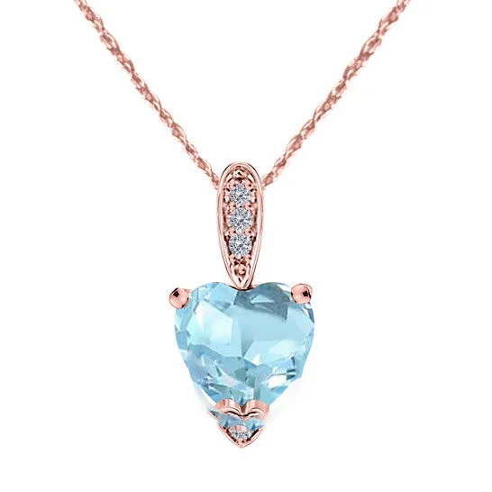 Original Maulijewels 125 Carat Heart Shape Aquamarine Gemstone And White Diamond Pendant In 10k Rose Gold With 18 10k Rose Gold Plated Sterling Silver Box Ch JMS always Necklaces Original Maulijewels 125 Carat Heart Shape Aquamarine Gemstone And White Diamond Pendant In 10k Rose Gold With 18 10k Rose Gold Plated Sterling Silver Box Ch JMS always Necklaces