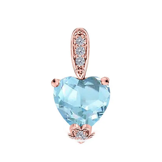 Original Maulijewels 125 Carat Heart Shape Aquamarine Gemstone And White Diamond Pendant In 10k Rose Gold With 18 10k Rose Gold Plated Sterling Silver Box Ch JMS always Necklaces Original Maulijewels 125 Carat Heart Shape Aquamarine Gemstone And White Diamond Pendant In 10k Rose Gold With 18 10k Rose Gold Plated Sterling Silver Box Ch JMS always Necklaces