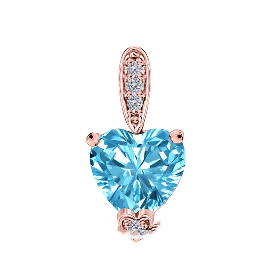 Original Maulijewels 125 Carat Heart Shape Blue Topaz Gemstone And White Diamond Pendant In 10k Rose Gold With 18 10k Rose Gold Plated Sterling Silver Box Ch JMS always Necklaces Original Maulijewels 125 Carat Heart Shape Blue Topaz Gemstone And White Diamond Pendant In 10k Rose Gold With 18 10k Rose Gold Plated Sterling Silver Box Ch JMS always Necklaces