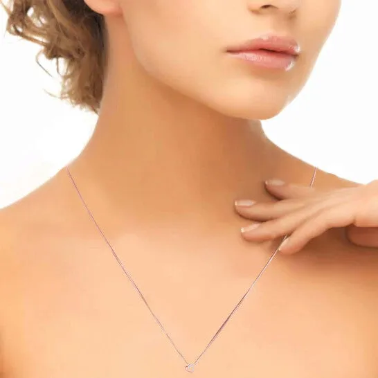 Original Maulijewels 14K Rose Gold 05 Ct Natural Diamond Heart Pendant with 18 Gold Plated 925 Sterling Silver Box Chain JMS always Necklaces Original Maulijewels 14K Rose Gold 05 Ct Natural Diamond Heart Pendant with 18 Gold Plated 925 Sterling Silver Box Chain JMS always Necklaces