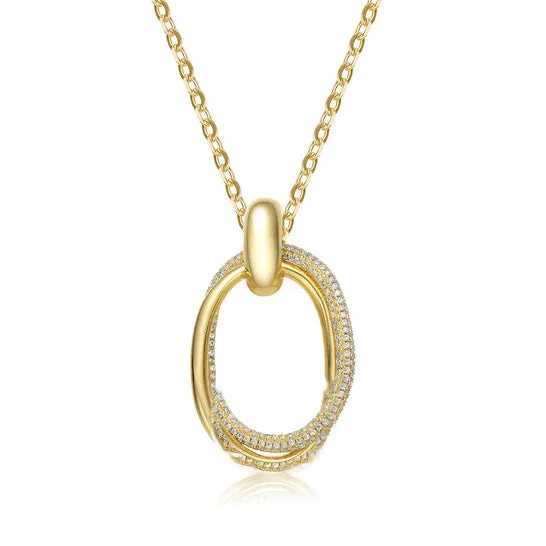 Original Megan Walford 14k Gold Plated Sterlig Silver with Cubic Zirconia Double Entwined Oval Eternity Circle Pendant Necklace JMS always Necklaces Original Megan Walford 14k Gold Plated Sterlig Silver with Cubic Zirconia Double Entwined Oval Eternity Circle Pendant Necklace JMS always Necklaces