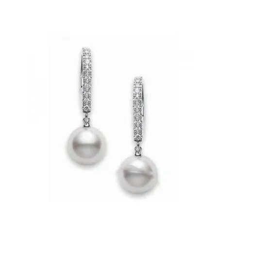 Original Mikimoto Akoya Pearl Diamond Drop Earrings with 18K White Gold 75mm PEA1008DW JMS always Earrings Original Mikimoto Akoya Pearl Diamond Drop Earrings with 18K White Gold 75mm PEA1008DW JMS always Earrings