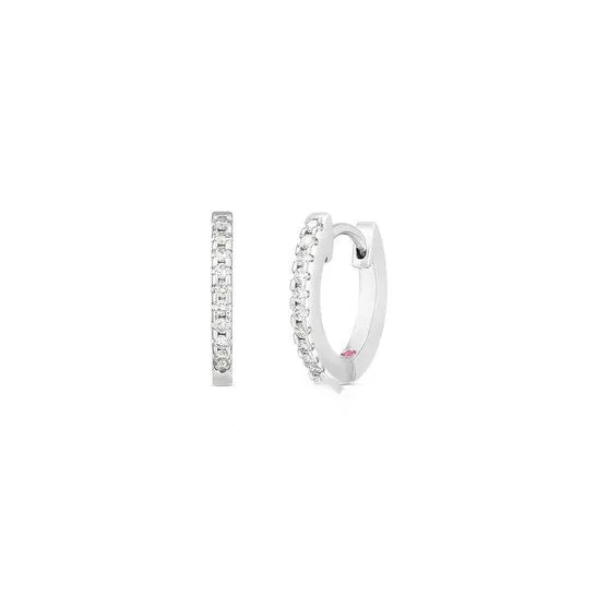 Original Roberto Coin 18K White Gold Extra Small Diamond Hoop Earrings 002026AWERX0 JMS always Earrings Original Roberto Coin 18K White Gold Extra Small Diamond Hoop Earrings 002026AWERX0 JMS always Earrings