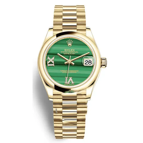Original Rolex Datejust 31 Malachite Diamond Dial Automatic 18kt Yellow Gold Rolex President Watch 278248MLRDP JMS always Watches Original Rolex Datejust 31 Malachite Diamond Dial Automatic 18kt Yellow Gold Rolex President Watch 278248MLRDP JMS always Watches
