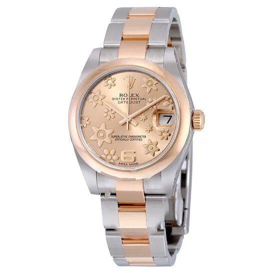 Original Rolex Datejust Lady 31 Pink Raised Floral Motif Dial Stainless Steel and 18K Everose Gold Oyster Bracelet Automatic Watch 178241PFAO JMS always Bracelets Original Rolex Datejust Lady 31 Pink Raised Floral Motif Dial Stainless Steel and 18K Everose Gold Oyster Bracelet Automatic Watch 178241PFAO JMS always Bracelets