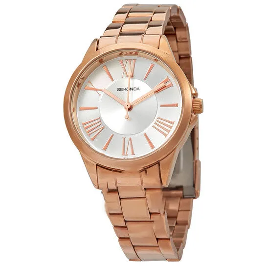 Original Sekonda Quartz Silver Dial Rose Goldtone Ladies Watch 2791 JMS always Rings Original Sekonda Quartz Silver Dial Rose Goldtone Ladies Watch 2791 JMS always Rings