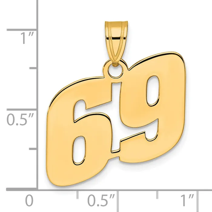 PreStyled Sets 14k Yellow Gold Polished Block Number 69 Pendant Goldia