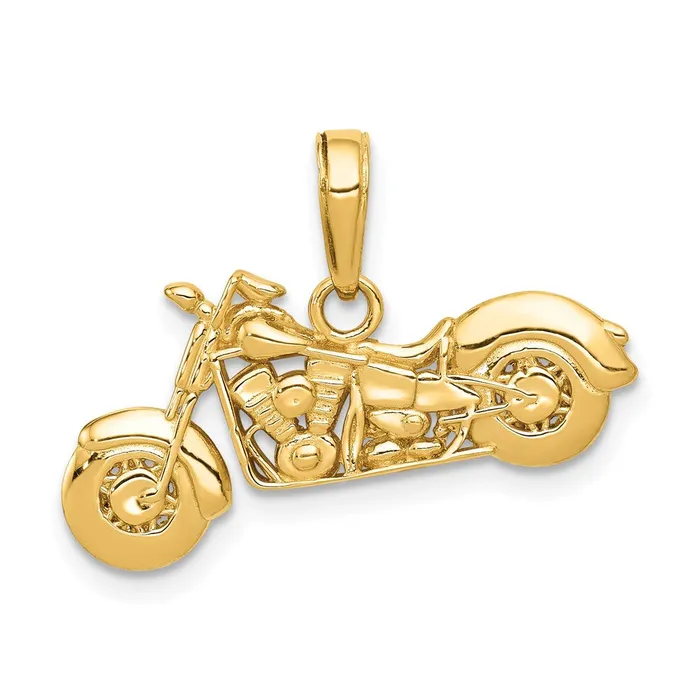 PreStyled Sets Goldia 14k Yellow Gold Gold Polished Textured 3D Motorcycle Pendant PreStyled Sets Goldia 14k Yellow Gold Gold Polished Textured 3D Motorcycle Pendant