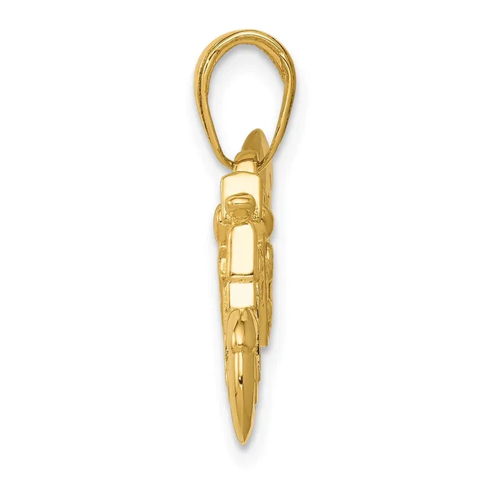 PreStyled Sets Goldia 14k Yellow Gold Gold Polished Textured 3D Motorcycle Pendant